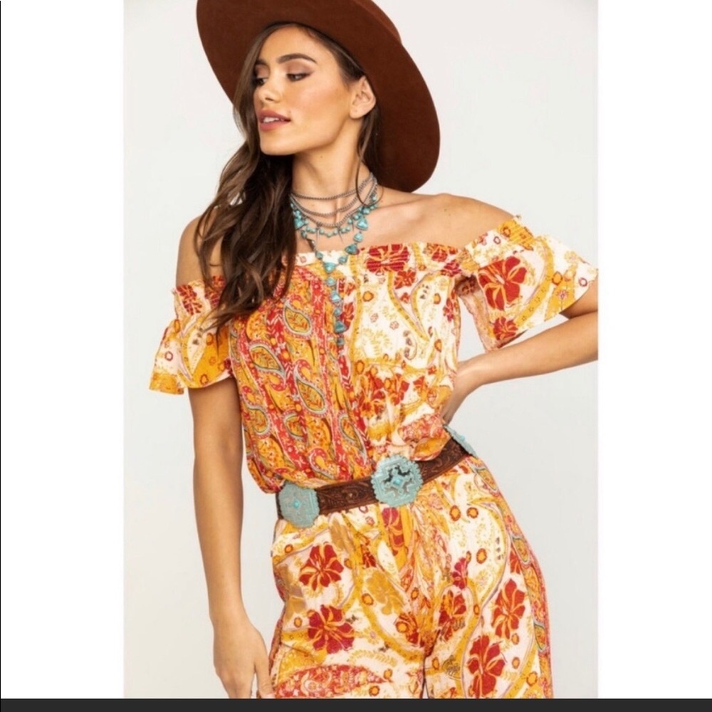 NWT Free People Carmen Wide Leg Off the Shoulder Jumpsuit XS - Picture 4 of 13